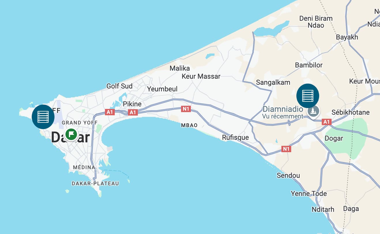 Points de présence HubSIX - Almadies et Diamniadio